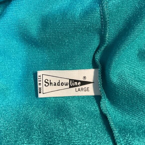 SHADOWLINE size L Nightgown Long Sleeves Machine Embroidered Neckline GREEN USA - Picture 15 of 16